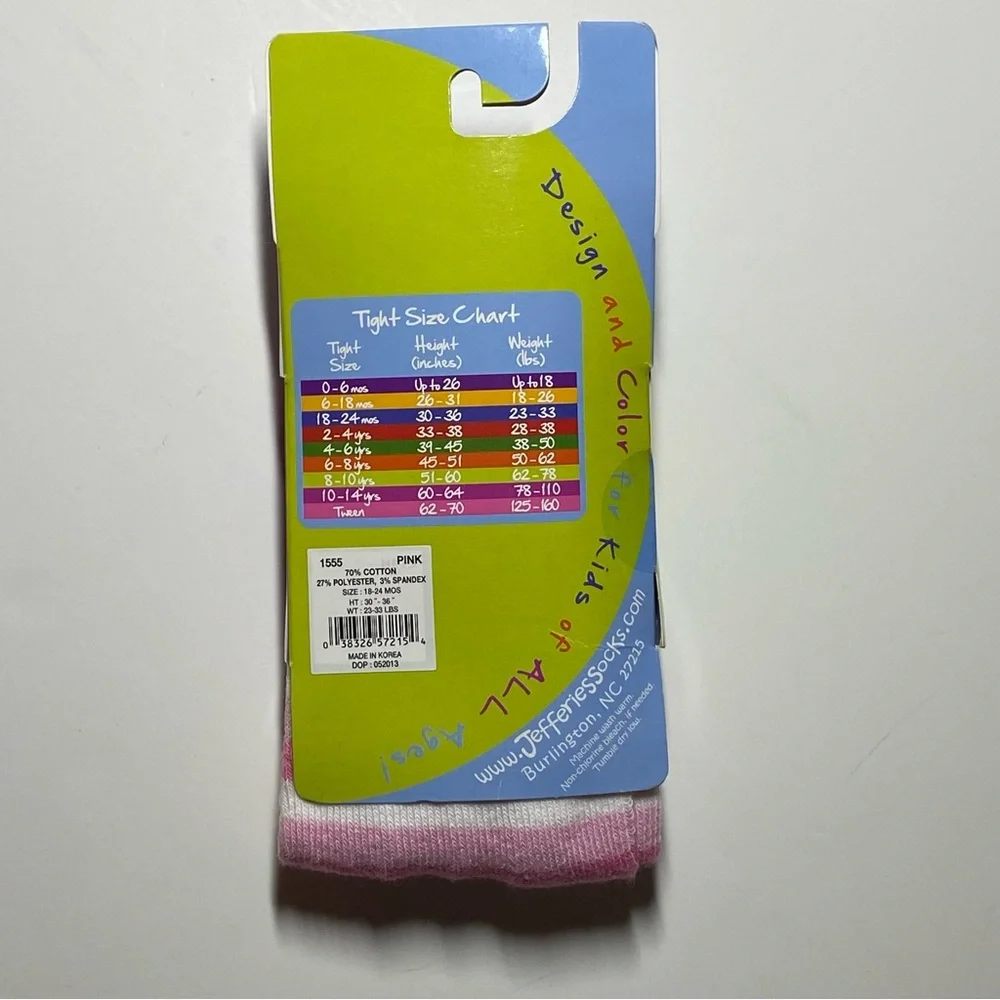 Jefferies Socks Girls Heart Tights 18 24 Months NWT New Pink Valentine’s Day